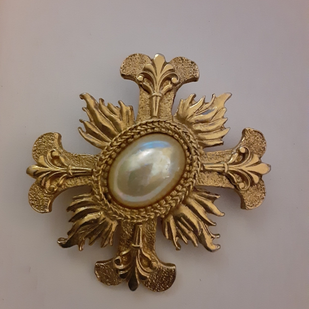 Carolee Vintage Maltese Cross with Faux Pearl Center